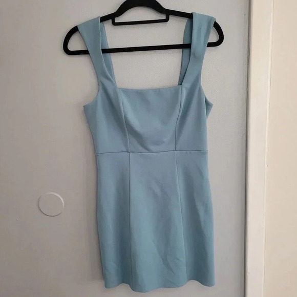 Show Me Your Mumu Square Neck Eden Midi Dress Steel Blue Stretch Sz Small *Read* - Picture 1 of 11